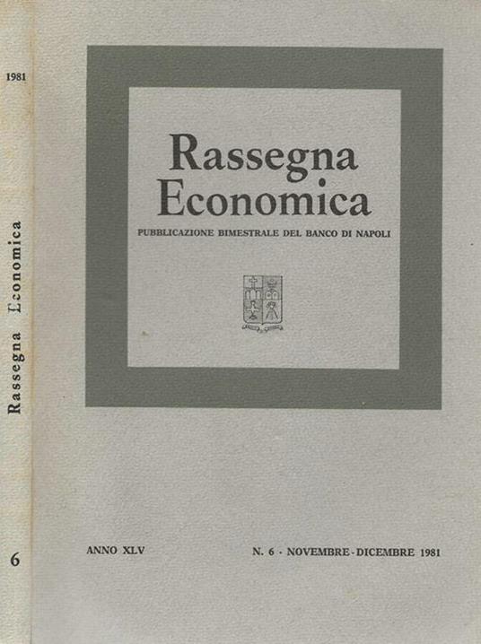 Rassegna Economica 6 Anno XLV 1981 - Epicarmo Corbino - copertina