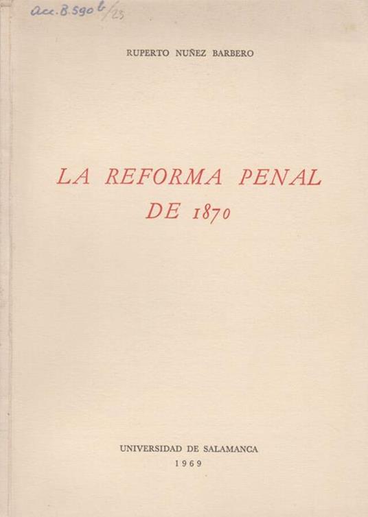 La reforma penal de 1870 - copertina