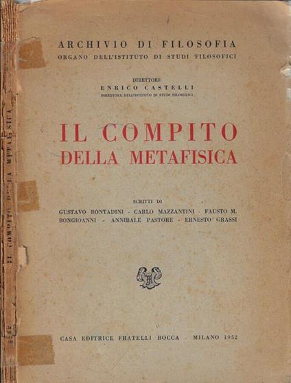 Il compito della metafisica - Enrico Castelli - copertina