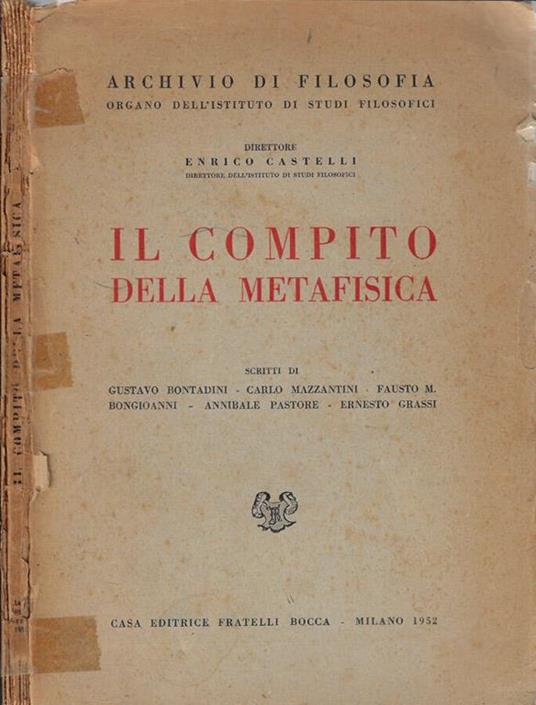 Il compito della metafisica - Enrico Castelli - copertina