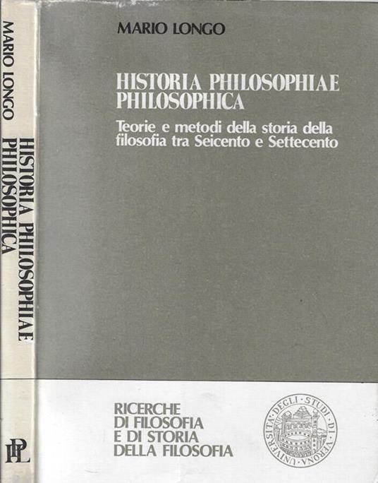Historia philosophiae philosophica - Mario Longo - copertina