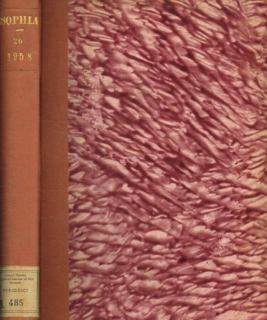 Sophia.Rassegna critica di filosofia e storia della filosofia. Anno XXVI, 1958 - Carmelo Ottaviano - copertina