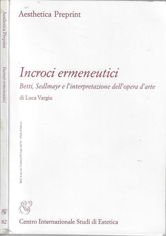 Incroci ermeneutici - Luca Vargiu - copertina