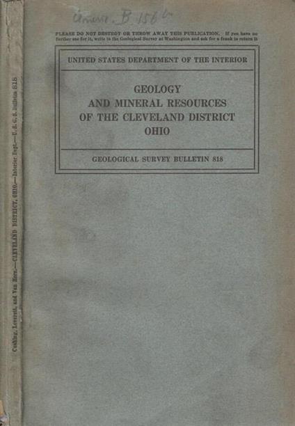 Geology and mineral resources of the Cleveland district Ohio - copertina