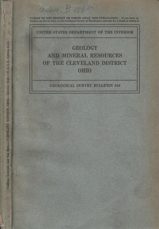 Geology and mineral resources of the Cleveland district Ohio - copertina