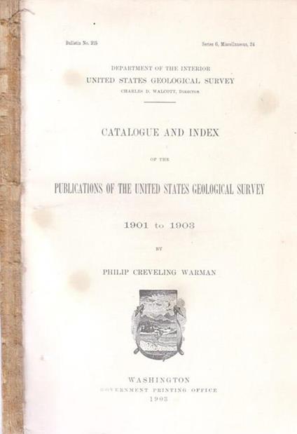 Catalogue and index of the publications of the United States Geological Survey - copertina