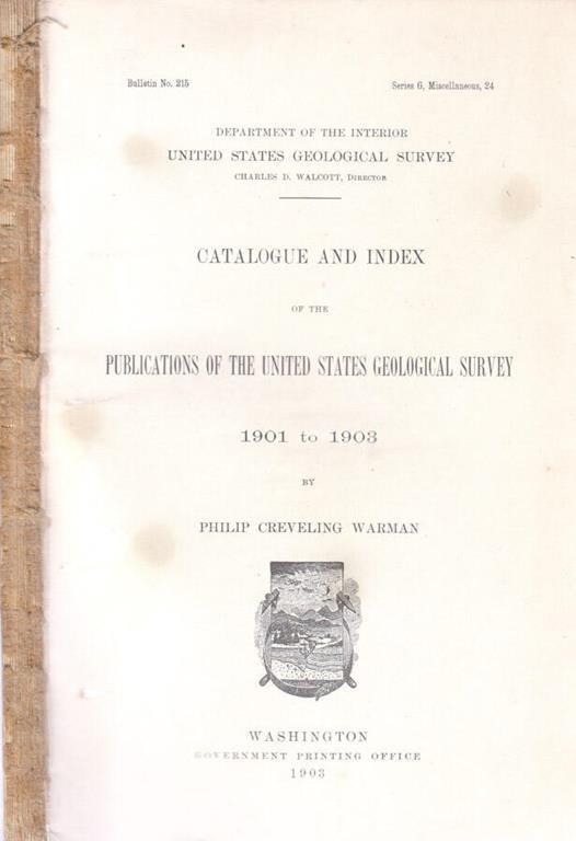 Catalogue and index of the publications of the United States Geological Survey - copertina