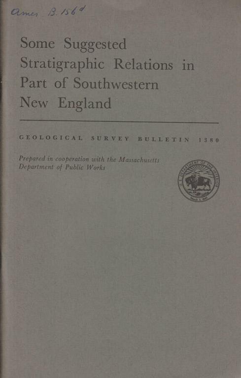 Some suggested stratigraphic relations in part of Southwestern New England - copertina