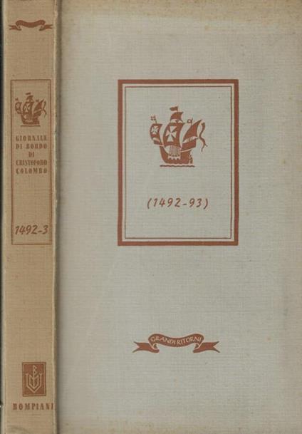 Giornale di bordo di Cristoforo Colombo (1492-1493) - Rinaldo Caddeo - copertina