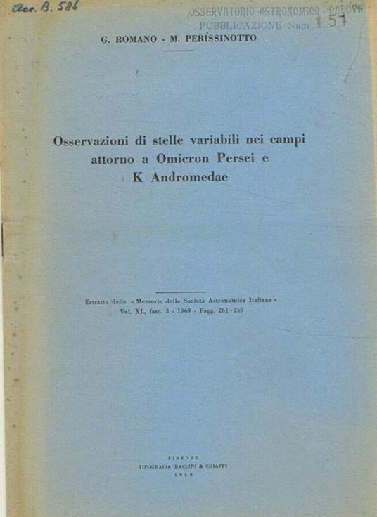 Osservazioni di stelle variabili nei campi attorno a Omicron Persei e K Andromedae - copertina