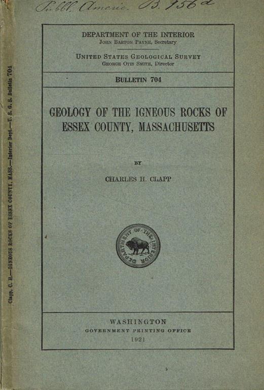 Geology of the igneous rocks of essex county, Massachusetts - copertina
