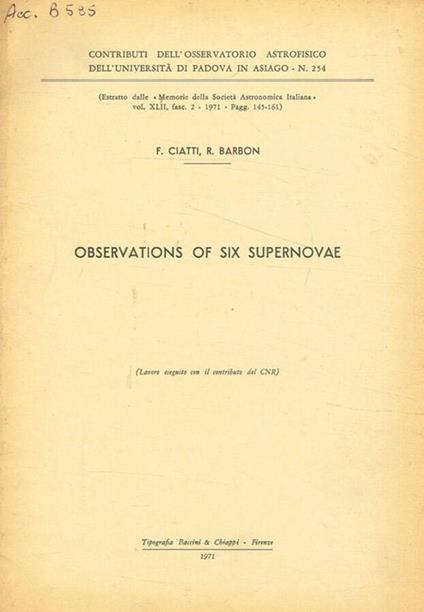 Observations of six supernovae - copertina