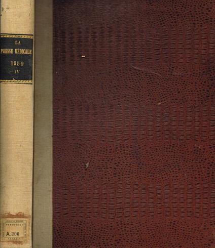 La presse médicale. N.52/61, anno 1959 - copertina