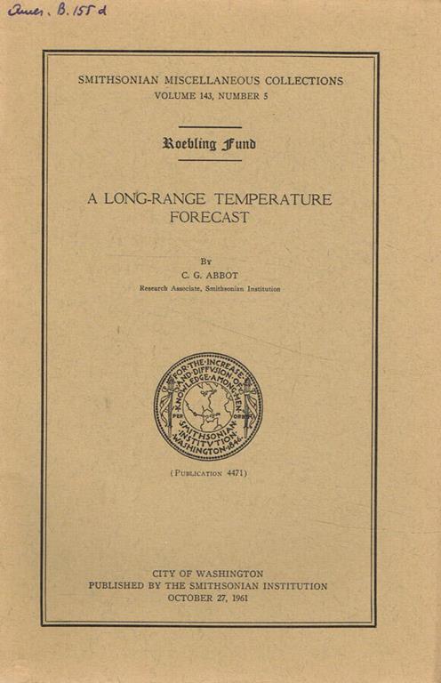 A long-range temperature forecast - C. G. Abbot - copertina