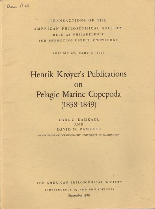Henrik Kroyer's Publications on Pelagic Marine Copepoda (1868-1849) - copertina
