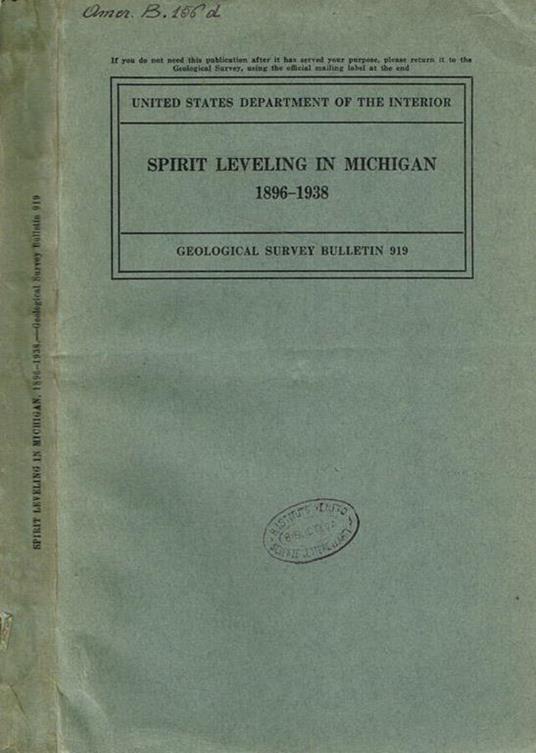 Spirit leveling in Michigan 1896-1938 - copertina