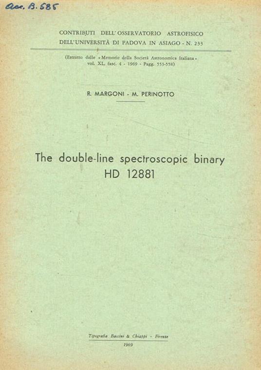 The double-line spectroscopic binary HD 12881 - copertina