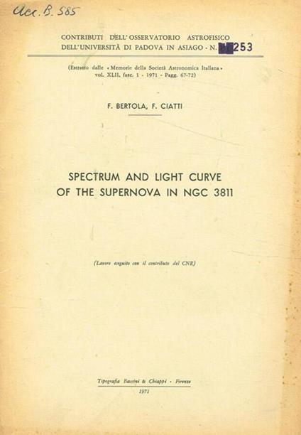 Spectrum and light curve of the supernova in ngc 3811 - copertina