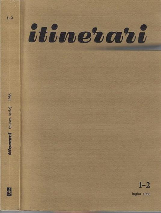 Itinerari N. 1-2 1986 - copertina