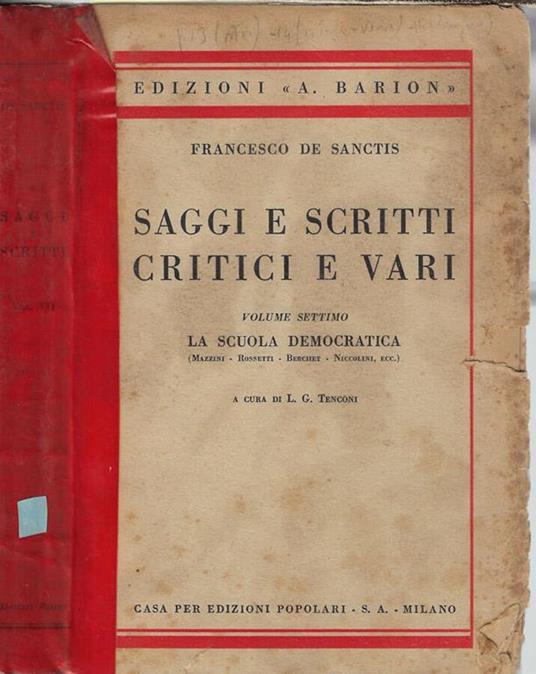 Saggi e scritti critici e vari Vol. VII - Francesco De Sanctis - copertina