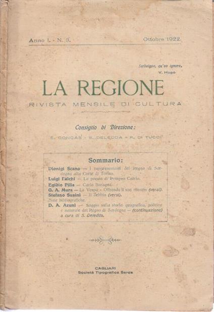 La regione anno I num 3 - copertina