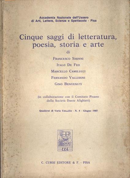 Cinque saggi di letteratura, poesia, storia e arte - copertina