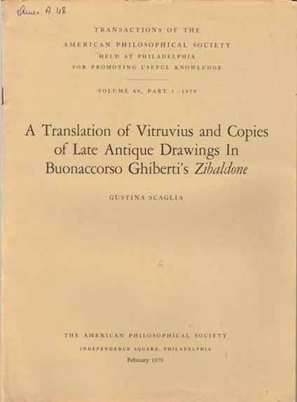 A Translation of Vitruvius and Copies of Late Antique Drawings in Buonaccorso Ghiberti's Zibaldone - copertina