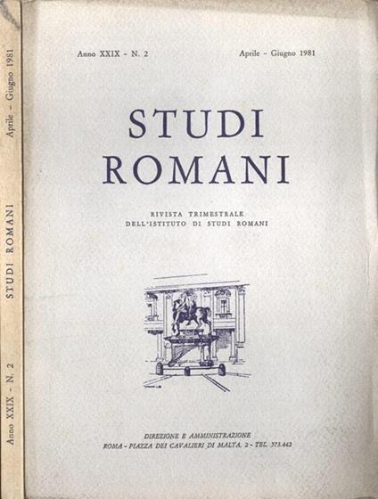 Studi romani Anno XXIX, n. 2 - copertina