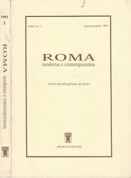 Roma moderna e contemporanea - Anno I, n. 1 gennaio-aprile 1993 - copertina