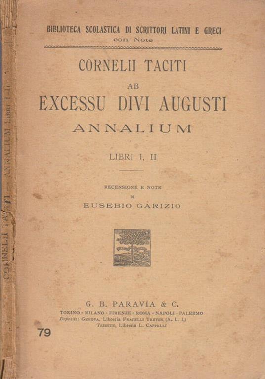 Excessu divi augusti annalium libri I,II - P. Cornelio Tacito - copertina