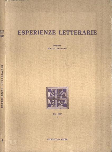 Esperienze letterarie Anno XII n. 3 - copertina