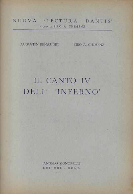 Il canto IV dell'Inferno - copertina