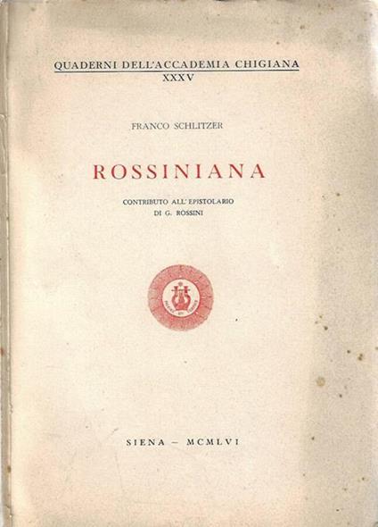 Rossiniana - Franco Schlitzer - copertina