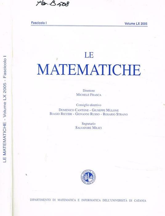 Le matematiche. Fasc.I, vol.LX, 2005 - copertina