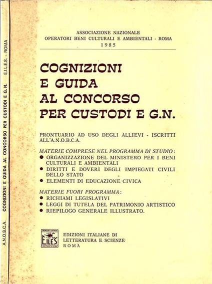 Cognizioni e guida al concorso per custodi e g. n - copertina