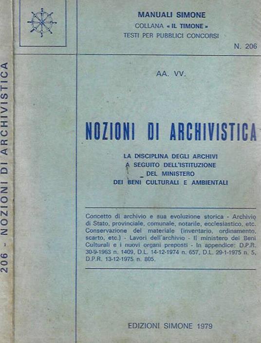 Nozioni di archivistica - copertina