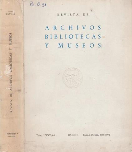 Revista de Archivos Bibliotecas y Museos - Angelico da Civitavecchia - copertina