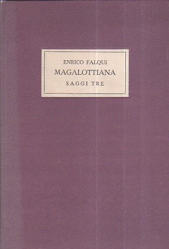 Magalottiana. Saggi Tre - Enrico Falqui - copertina