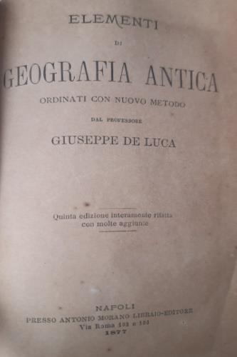 Elementi di geografia antica - Giuseppe De Luca - copertina