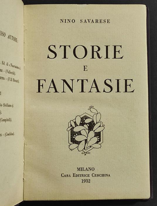 Storie e Fantasie - Nino Savarese - copertina