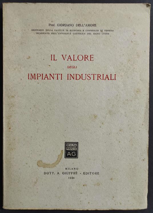 Il Valore degli Impianti Industriali - Giordano Dell'Amore - copertina