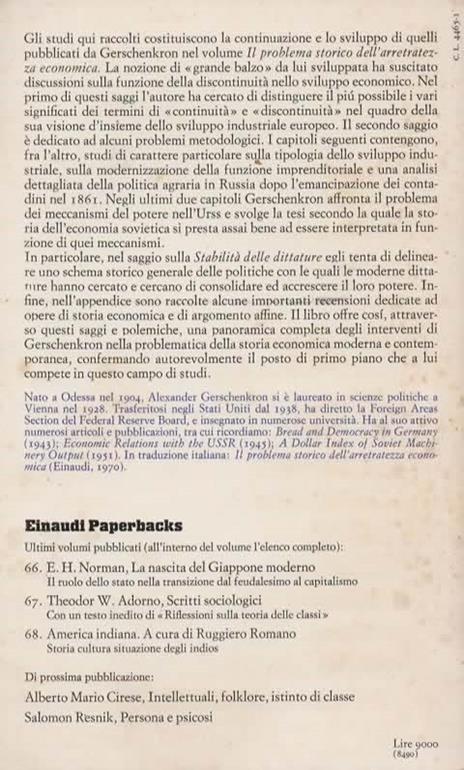 continuità storica. Teoria e storia economica - Alexander Gerschenkron - 2