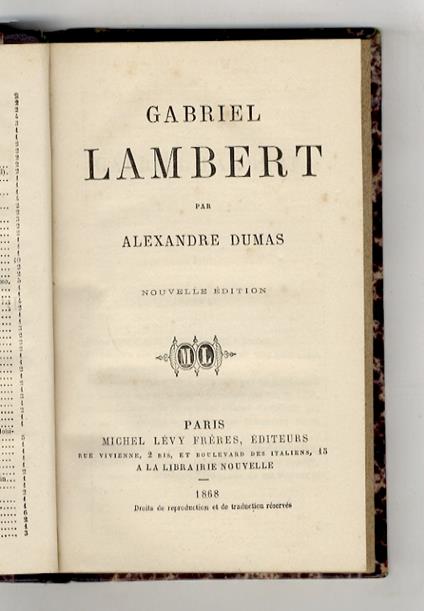 Gabriel Lambert. Nouvelle édition - Alexandre Dumas - copertina