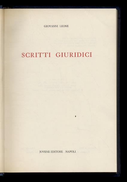 Scritti giuridici - Giovanni Leone - copertina