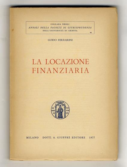 La locazione finanziaria - Guido Ferrarini - copertina