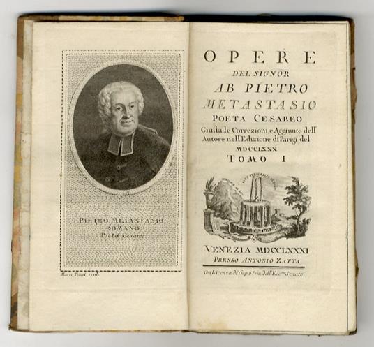 Opere del signor ab. Pietro Metastasio poeta cesareo giusta le correzioni, e aggiunte dell'autore nell'edizione di Parigi del MDCCLXXX. Tomo I [- tomo XVI] - Pietro Metastasio - copertina