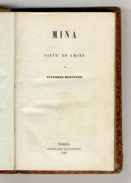 Mina, o virtù ed amore - Vittorio Bersezio - copertina