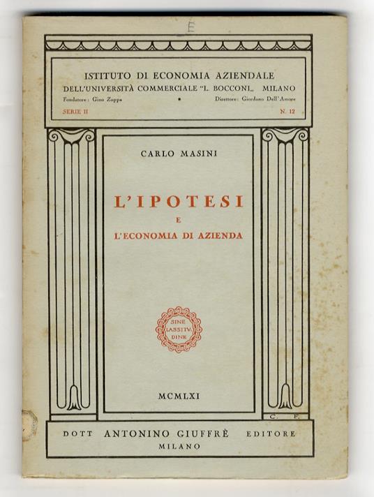 L' ipotesi e l'economia di azienda - Carlo Masini - copertina