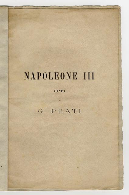 Napoleone III. Canto - Giovanni Prati - copertina