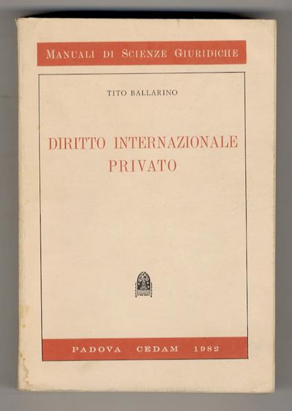 Diritto internazionale privato - Tito Ballarino - copertina